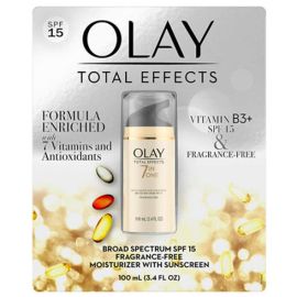 OLAY Total Effects 7-in-1 Moisturizer with Sunscreen SPF 15 Fragrance Free, 3.4 fl oz
